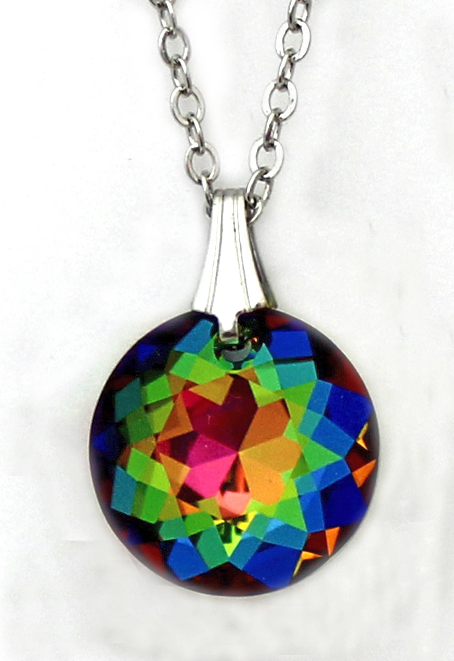 Crystal VM Classic Cut Pendant on 18" Silver Colored Chain