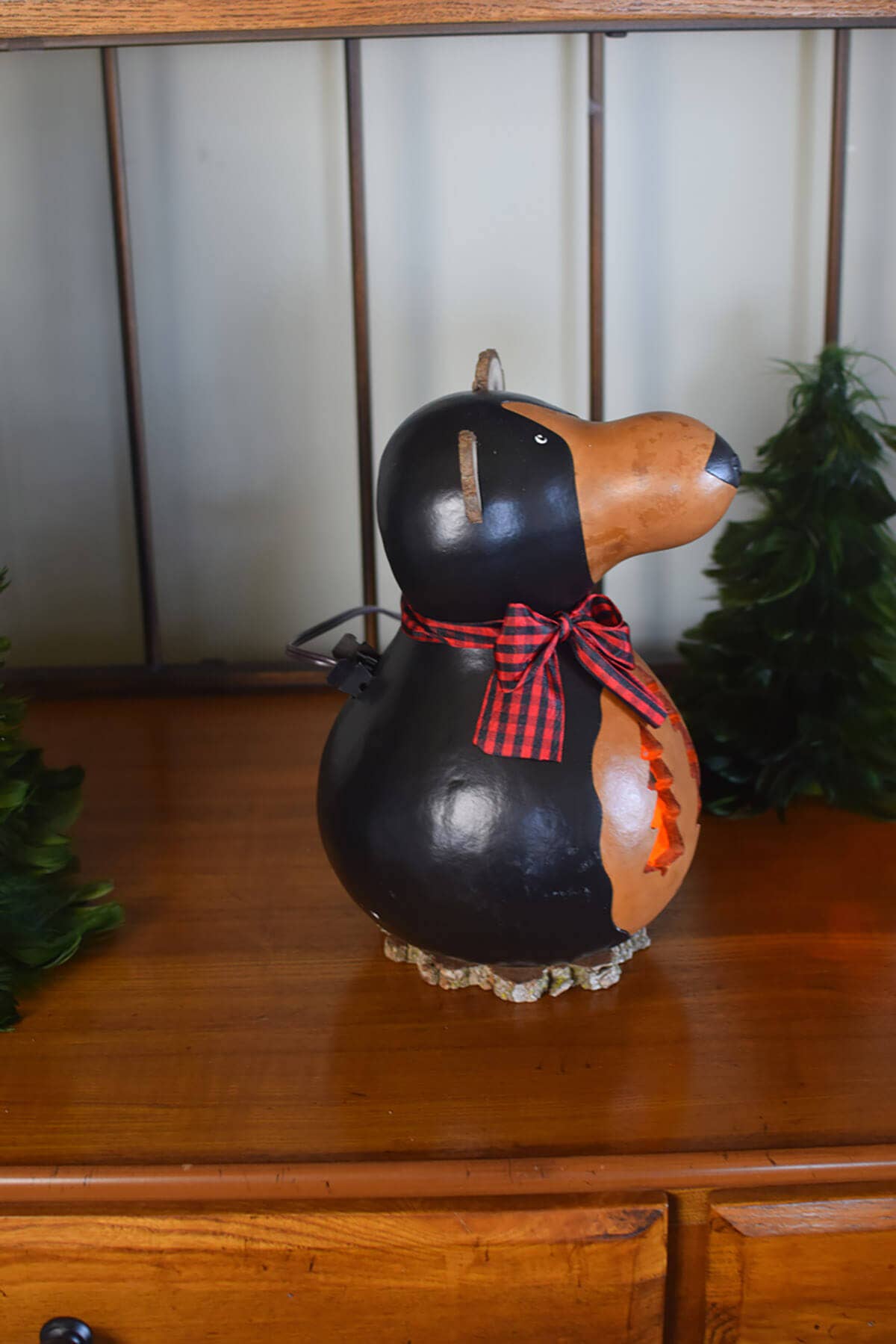 Brooks the Bear Handcrafted Large Lit Gourd Luminary