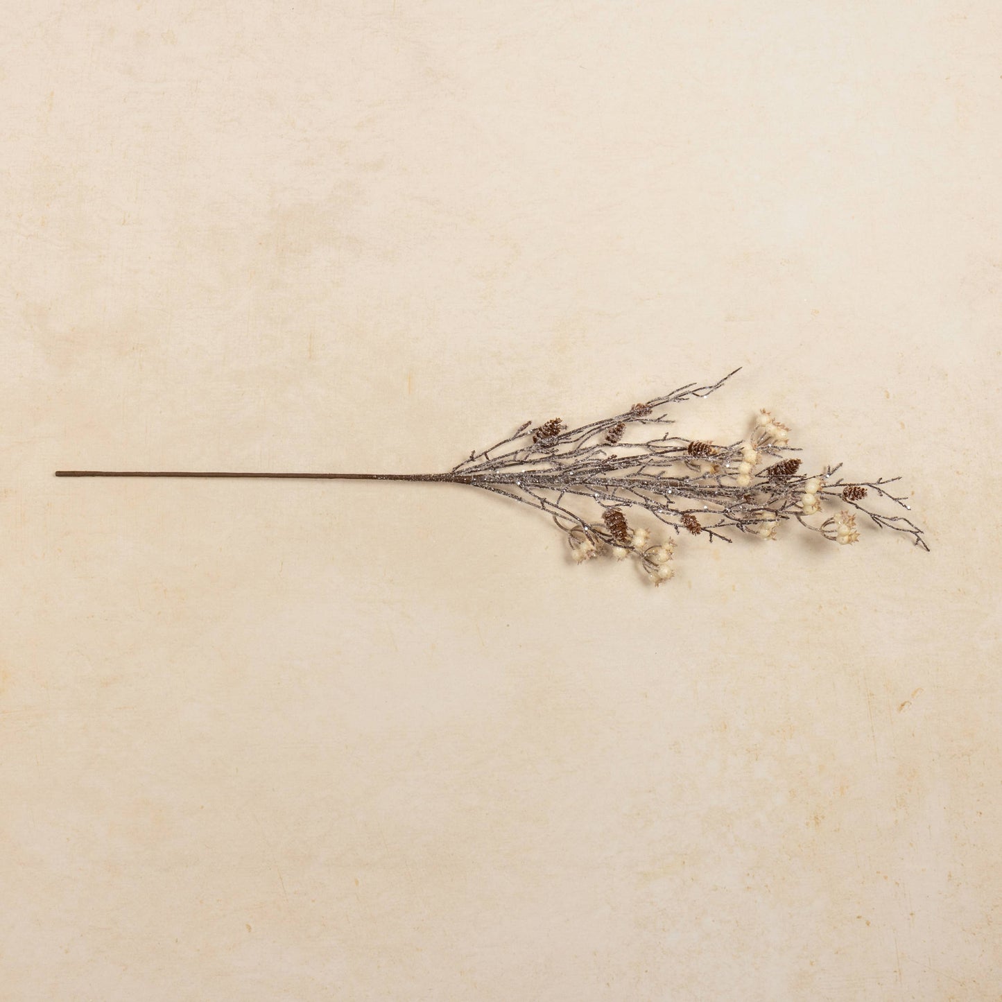 36" ICED TWIG W/ WHITE BERRIES & PINECONE SPRAY