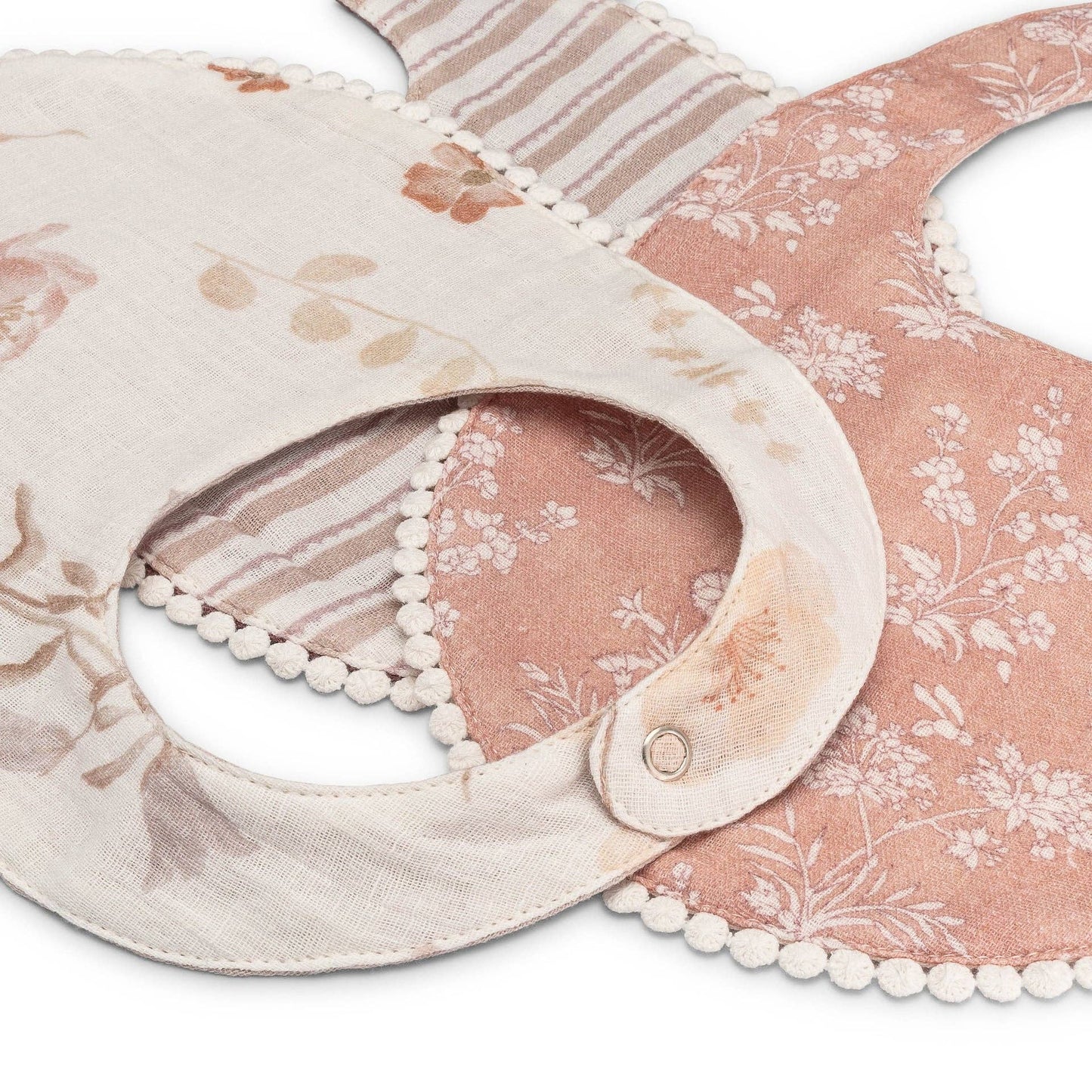 Violet Floral Cotton Baby Bib Set (3 Pack)