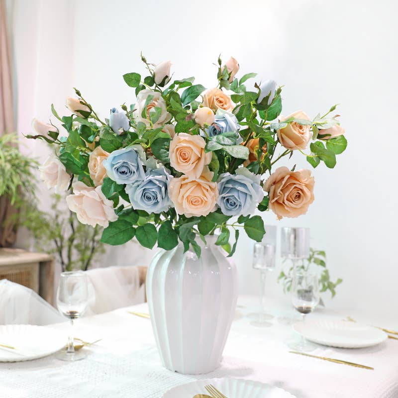 27"-Real Touch moisturized coating rose stem-3 Blooms