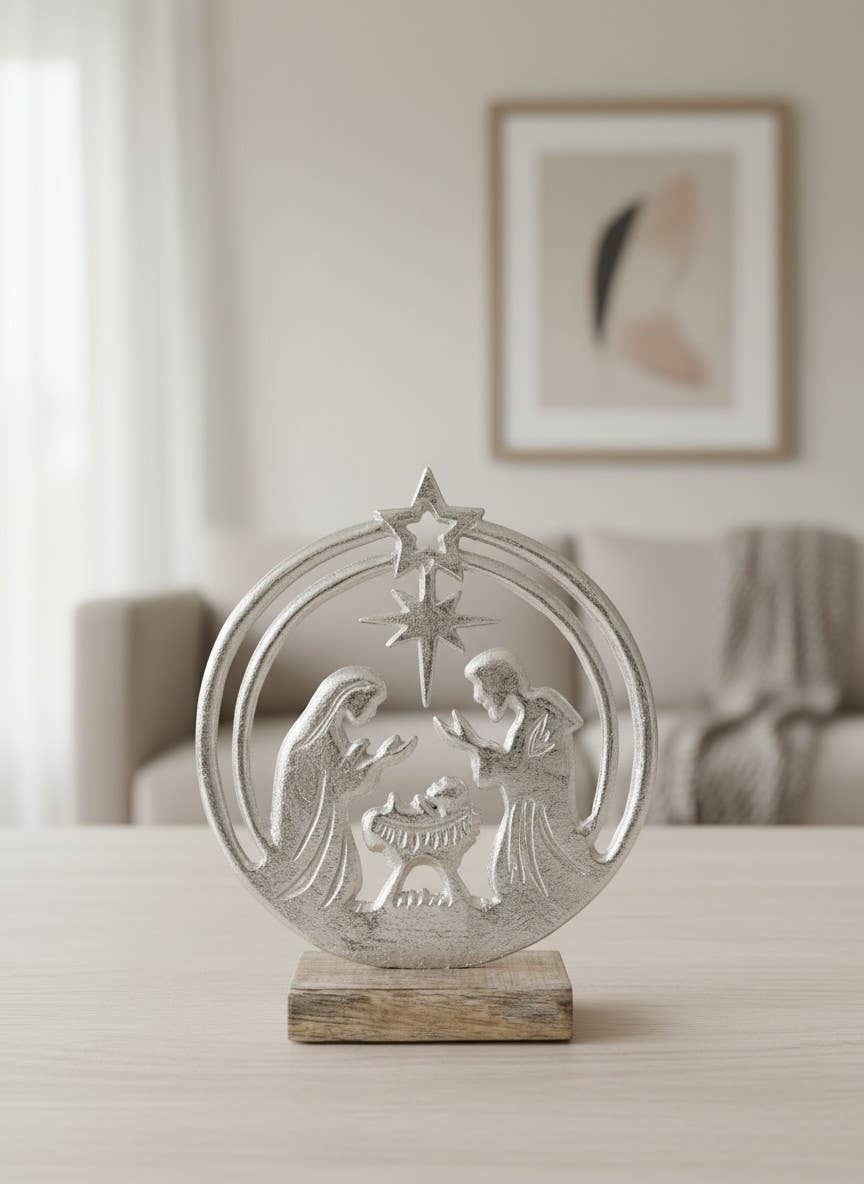 Round Aluiminum Nativity 8.7x7.1in