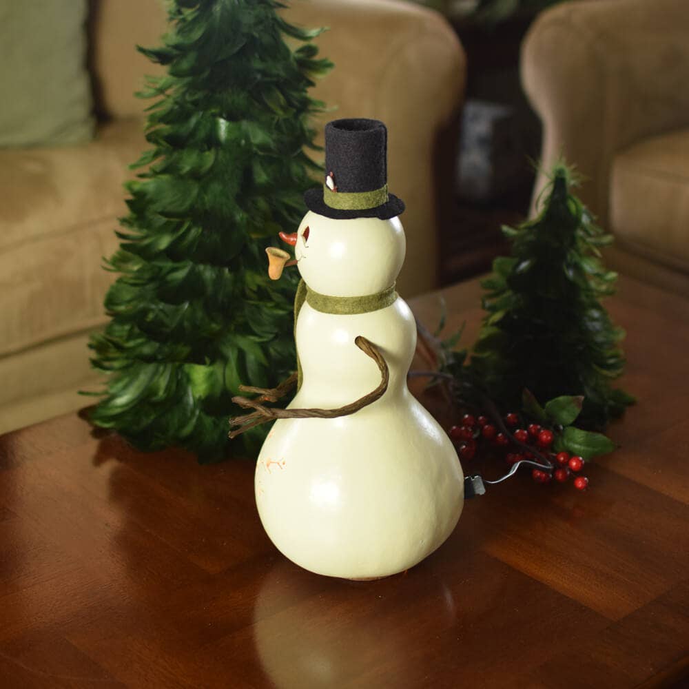 Meadowbrooke Snowman with Arms Hand-Crafted Gourd w/Light