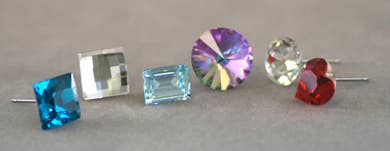 24 pr. Large Crystal Post Earrings Assortment