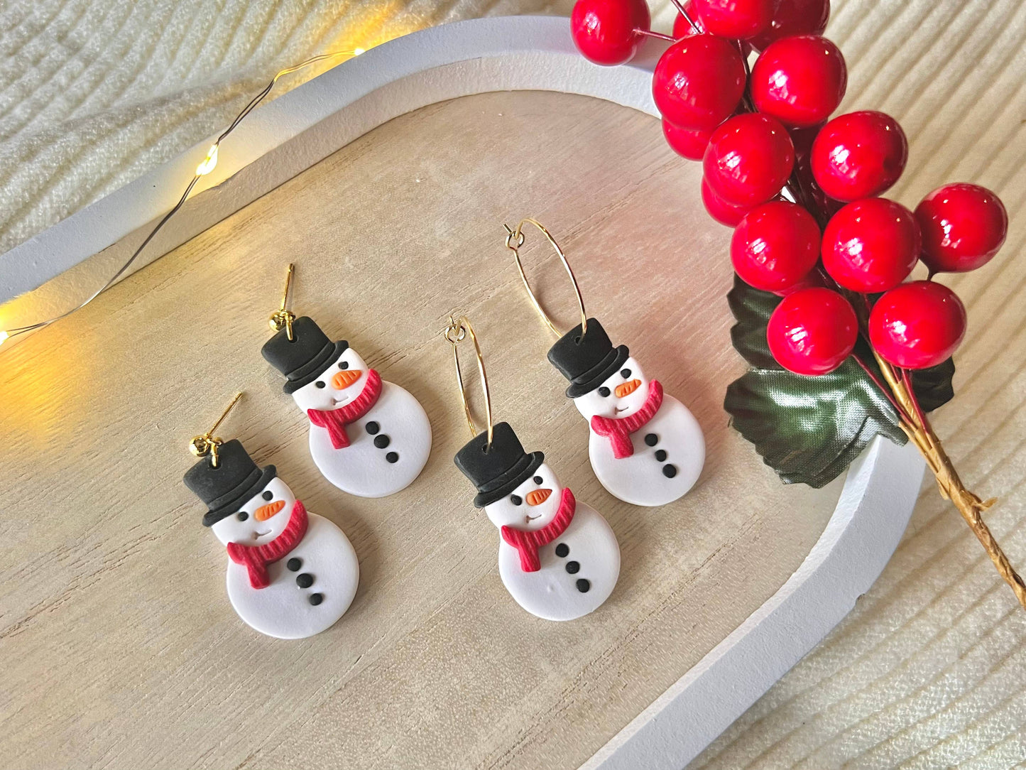 Snowman Clay Earrings, Snowman Earrings