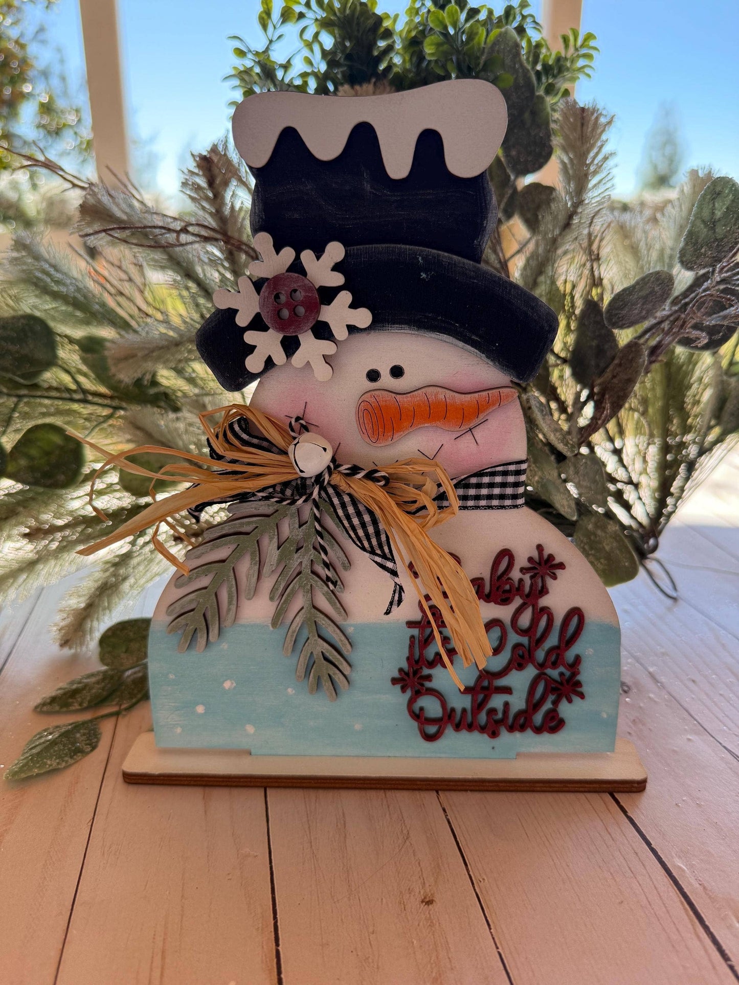 Handmade Snowman Shelf Sitter | Farmhouse Winter Decor
