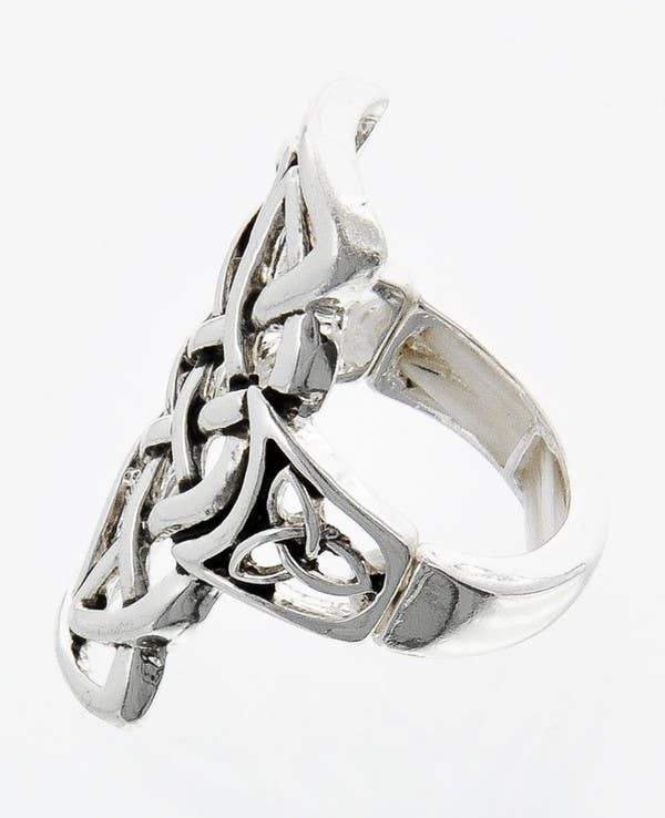 FR2118 Antique Silver Celtic Metal Stretch Ring