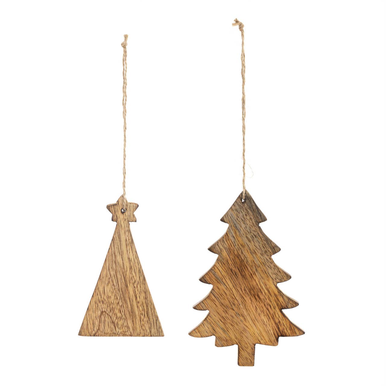Rustic Wood Tree Ornaments - 2 Assorted