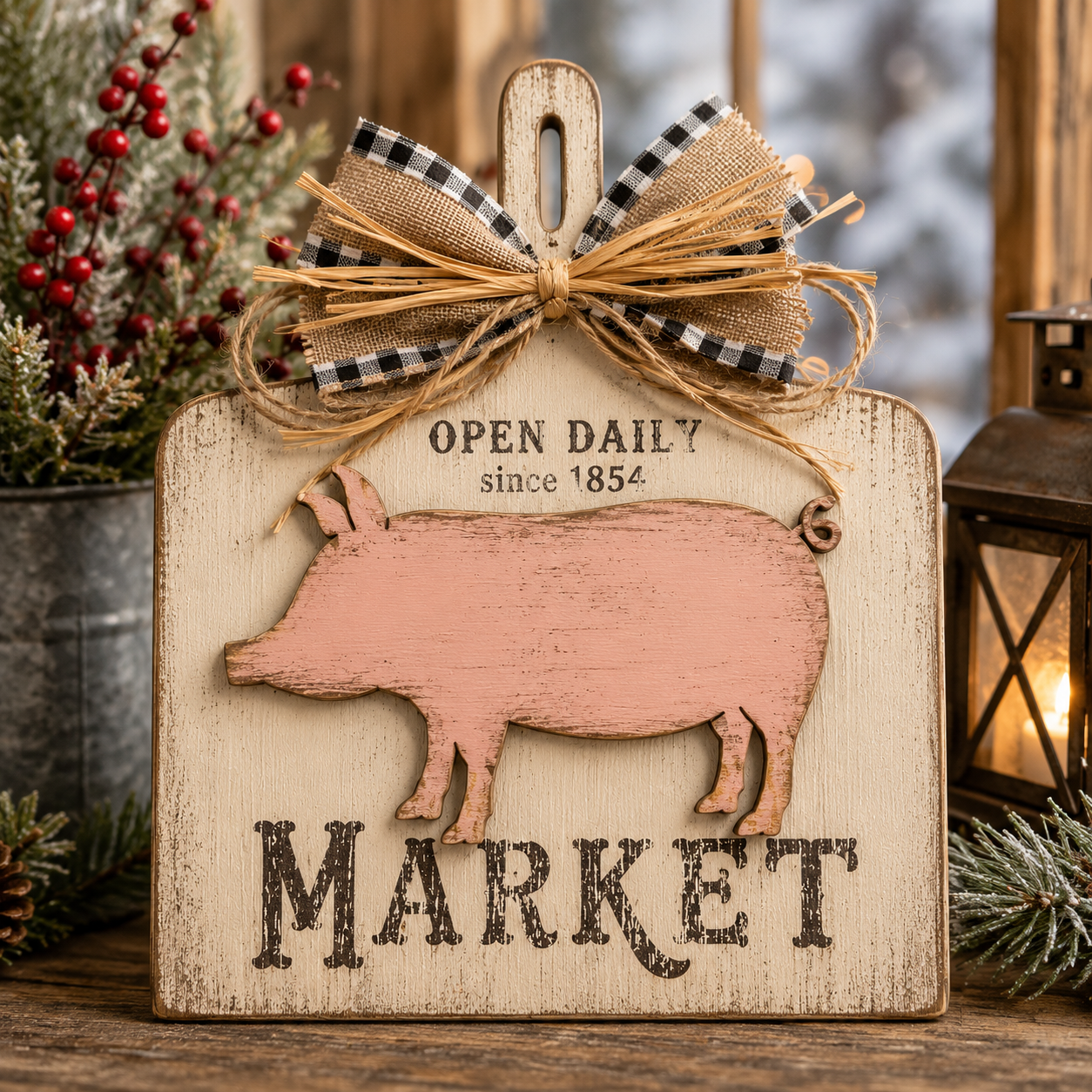 Pig Market Wall Sign | Rustic Farmhouse Decor