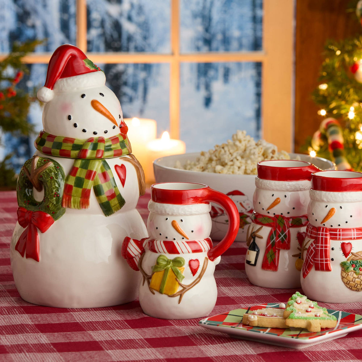 Snowman Delight 3-D Santa Cookie Jar 12"