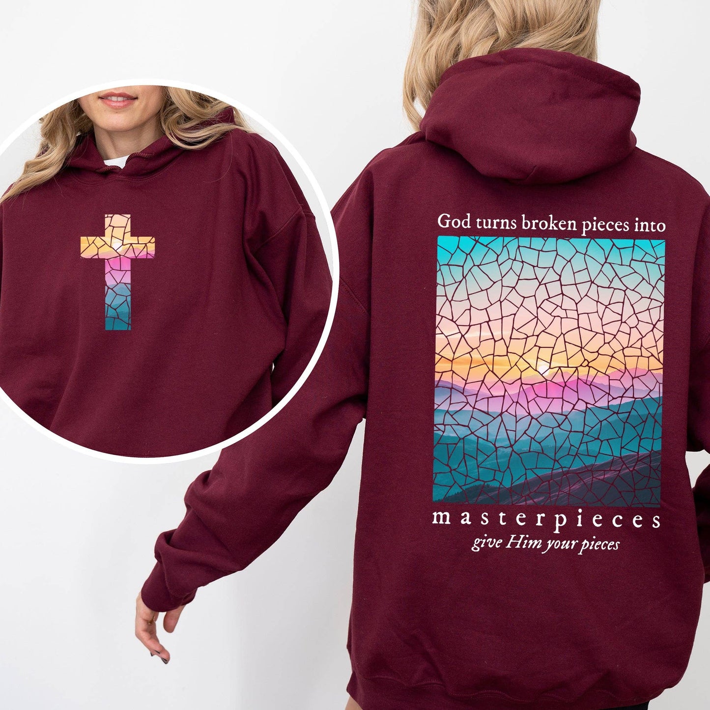 God Turns Broken Pieces Into Masterpieces Religious Hoodie