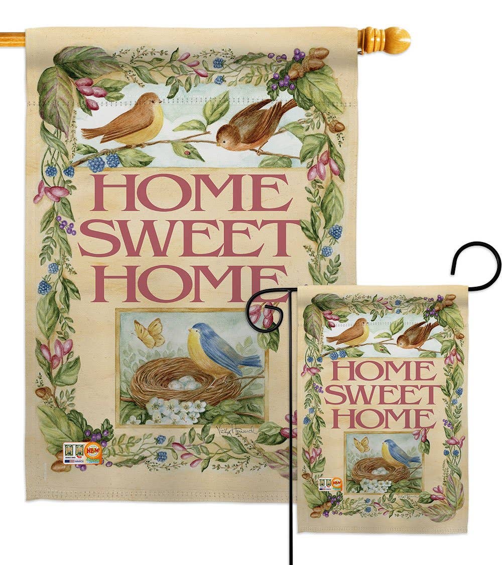 Flag Welcome Birds Spring Time Bird Sweet Home Floral Day