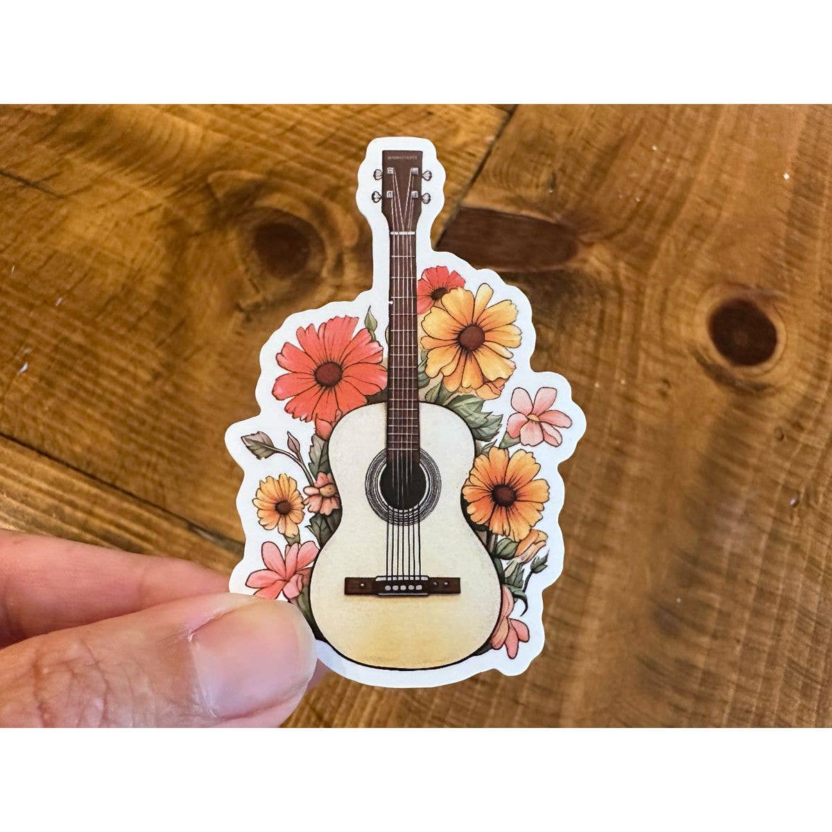 Guitar with Flowers | Pretty Sticker | Music | Boho