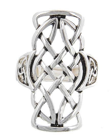 FR2118 Antique Silver Celtic Metal Stretch Ring