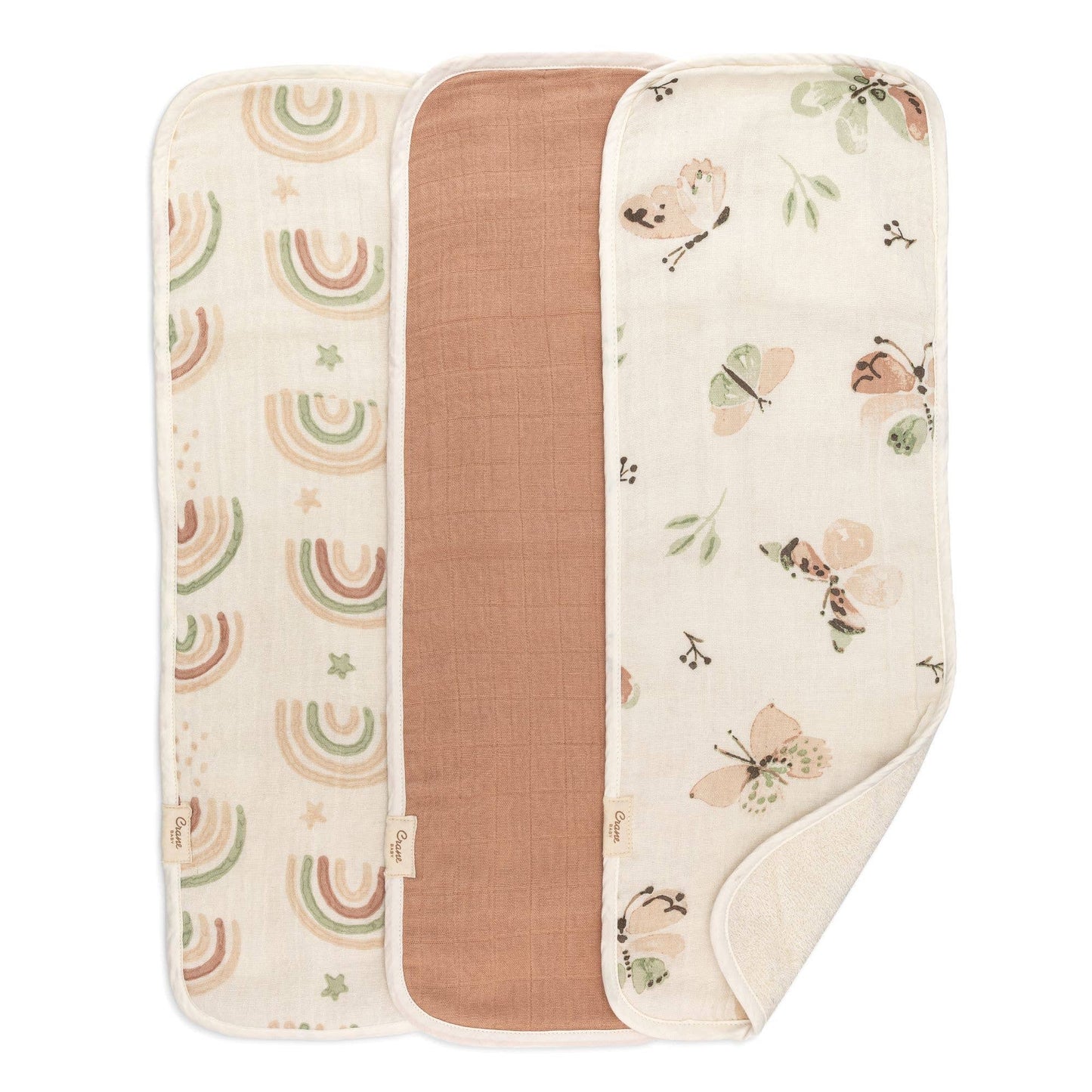 Parker 3-pc. Baby Burp Cloth Set (Rainbow/Butterfly)