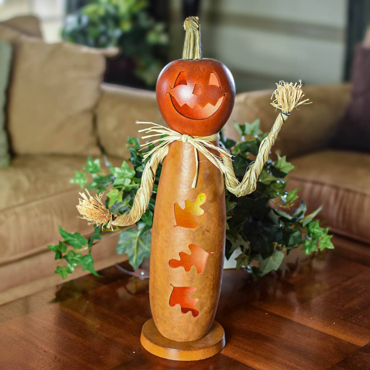 Dexter Scarecrow Large Tall Lit Boy Hand-Crafted Gourd