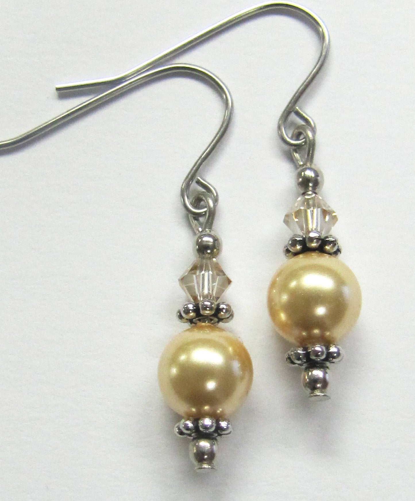 Crystal and Pearl Gold Dangle Earring