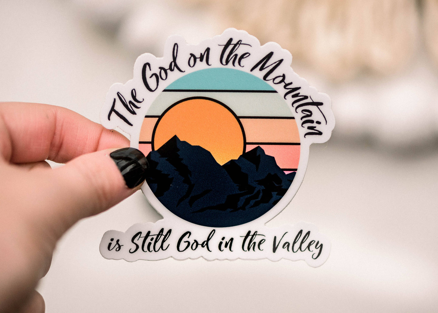 The God On The Mountains Vinyl Sticker, 3x3 in