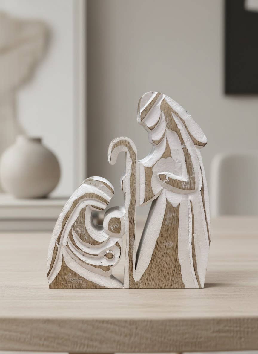 Whitewashed Nativity 7x5in