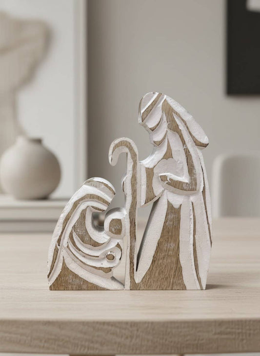 Whitewashed Nativity 7x5in