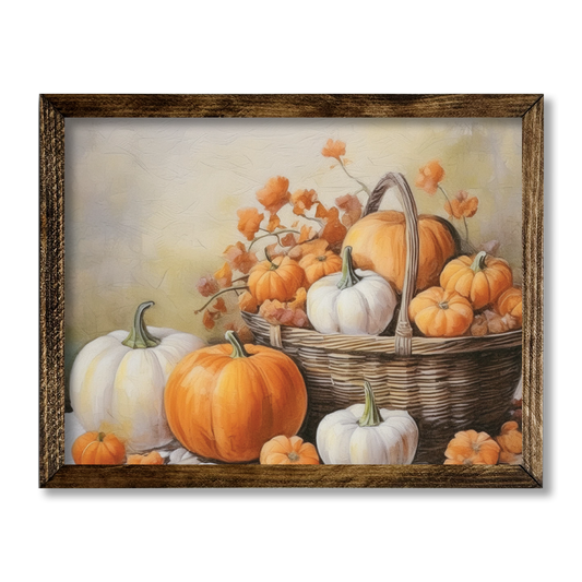 TIMBERLAND FRAME PUMPKINS IN A BASKET PAINTING