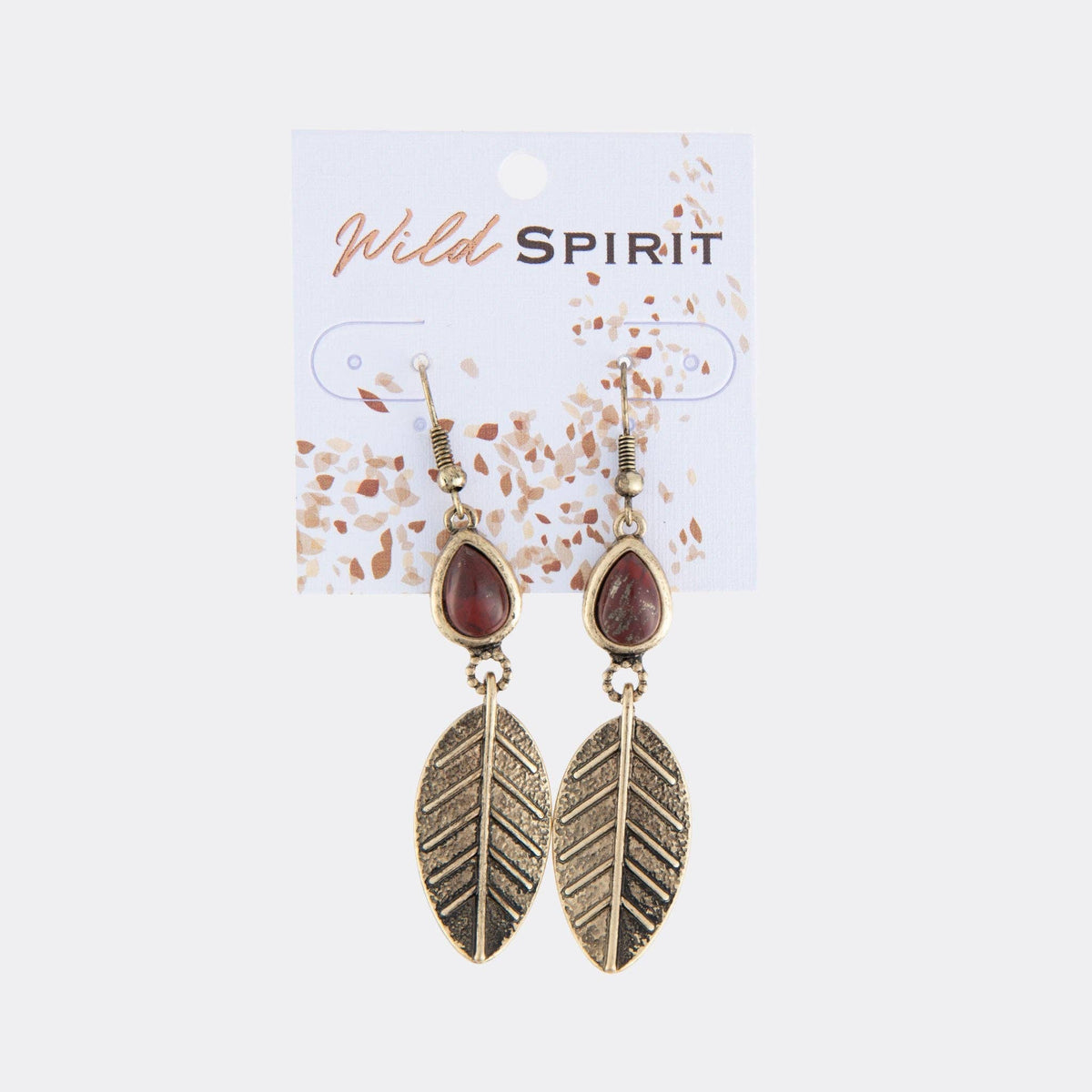 Wild Spirit Rainbow Jasper Gold Leaf Earrings