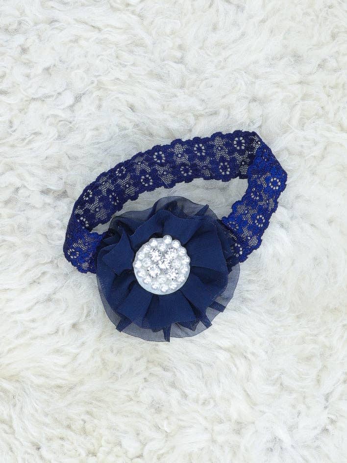 Chiffon Rhinestone & Pearls Headband - 21 Colors Available