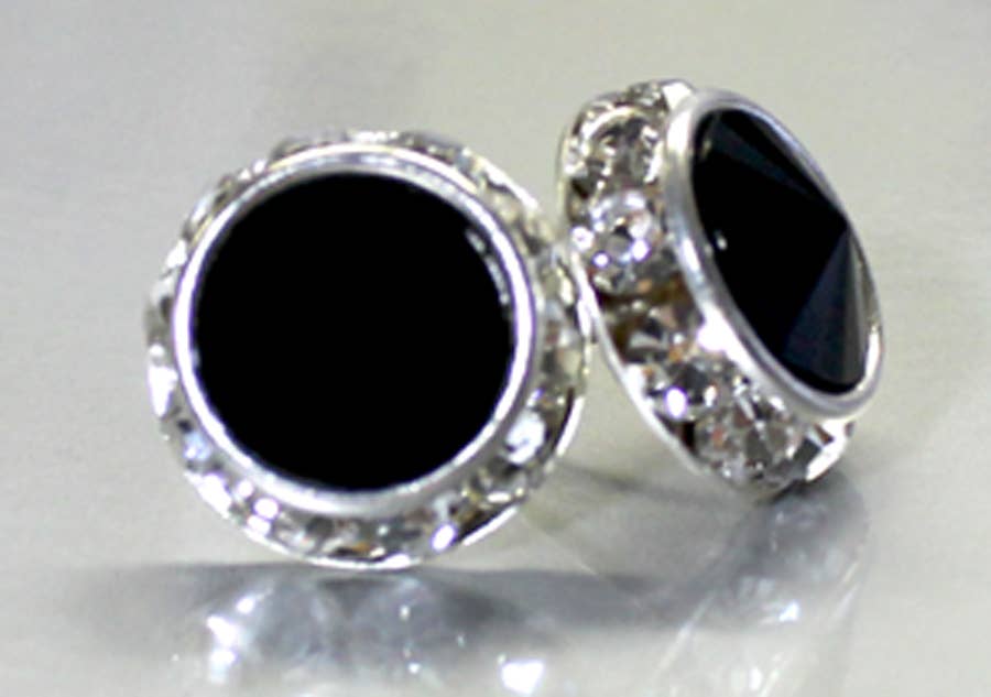 Rhinestone Rivoli Jet 12mm Post Earring