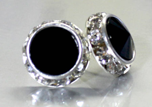 Rhinestone Rivoli Jet 12mm Post Earring