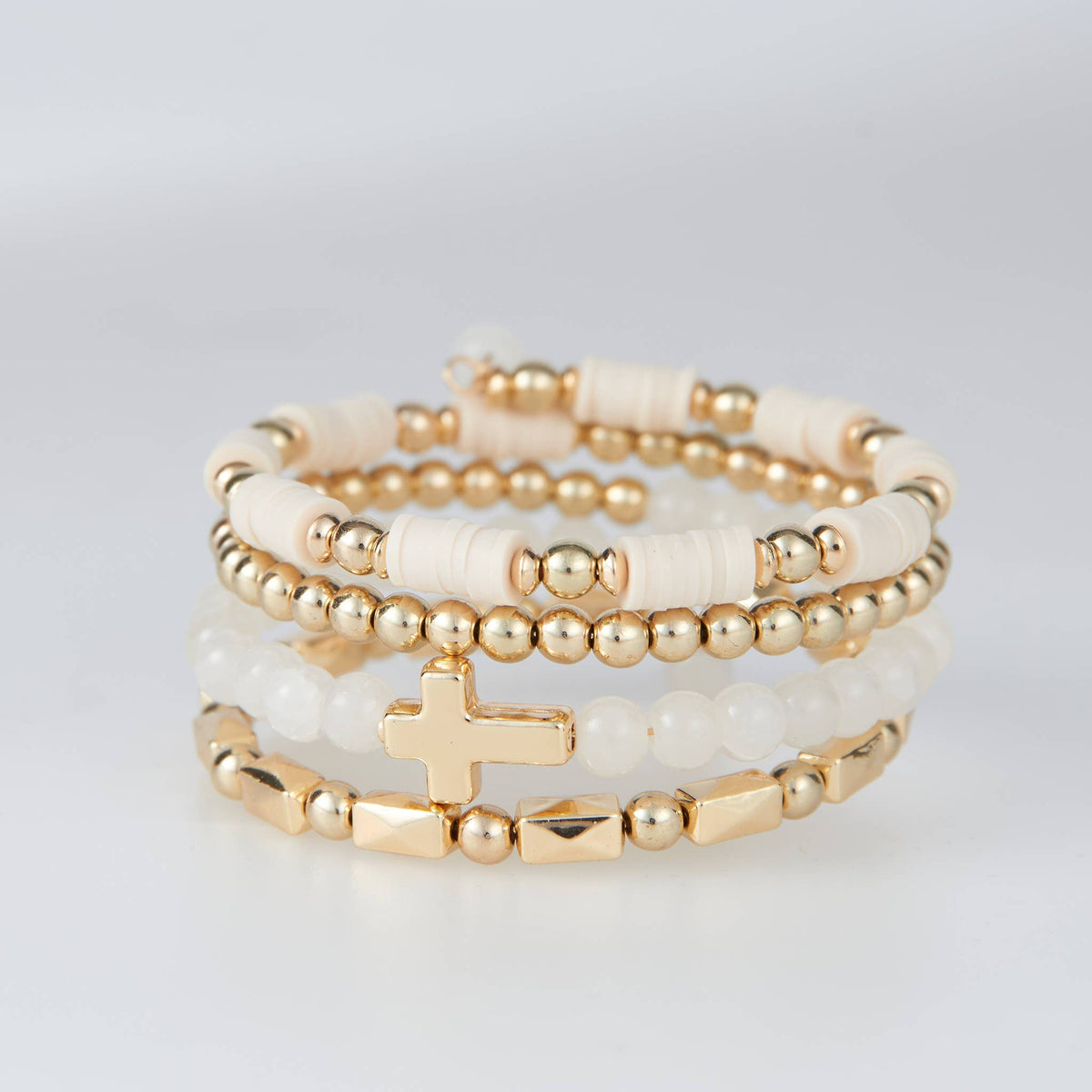 Inspirational Bracelet Solana Beaded Cross Coil Jewelry