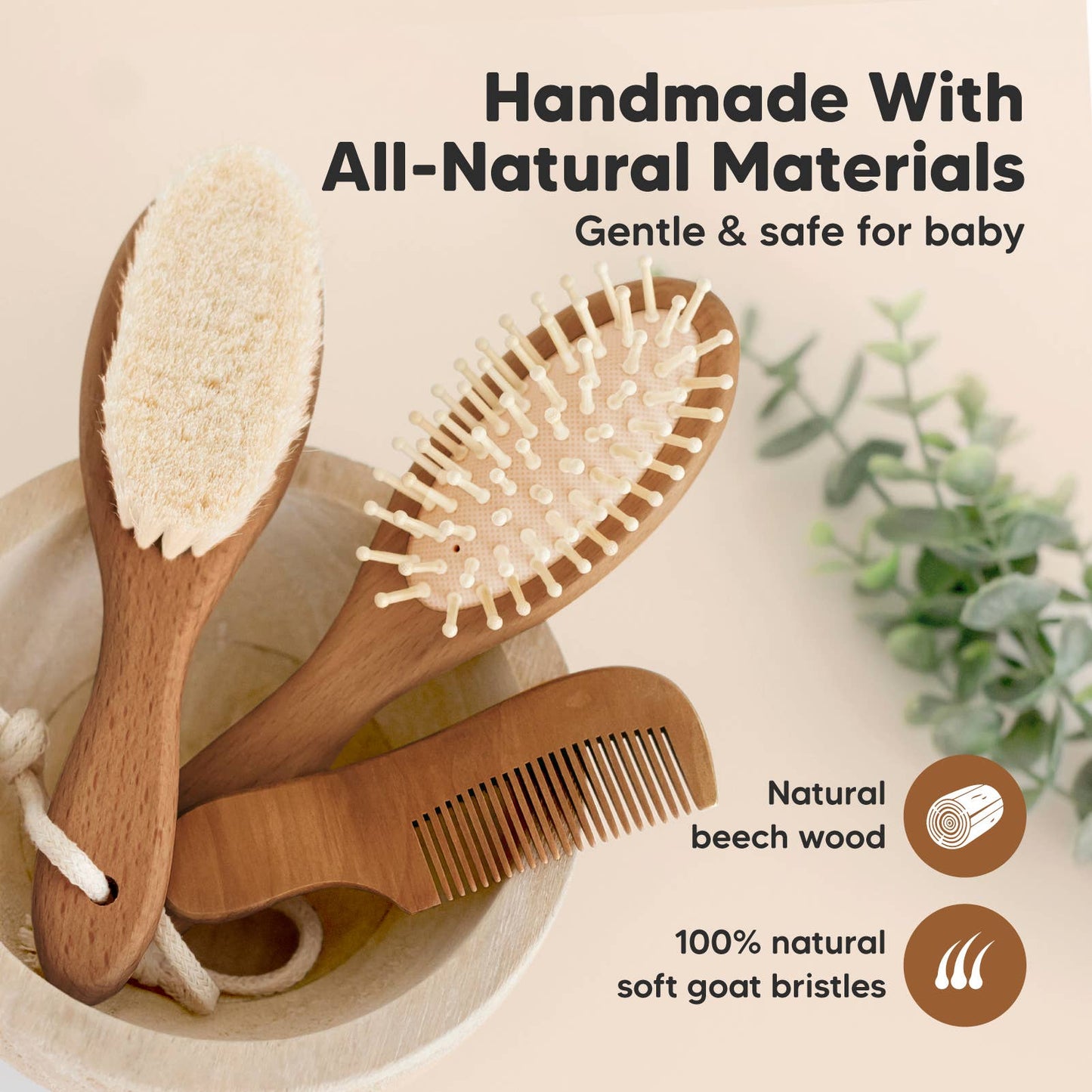 KeaBabies Baby Hair Brush and Comb Set