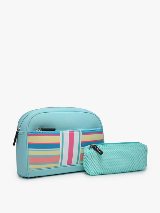 CS2107 Toni Neoprene Striped Cosmetic Bag