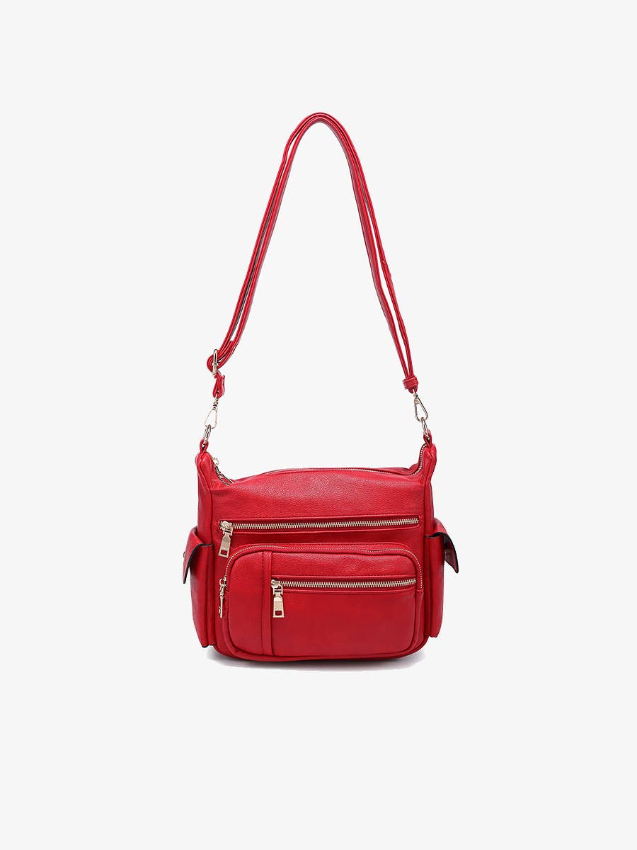 M2677 Nicole Multi-Zip Crossbody w/ Side Pockets