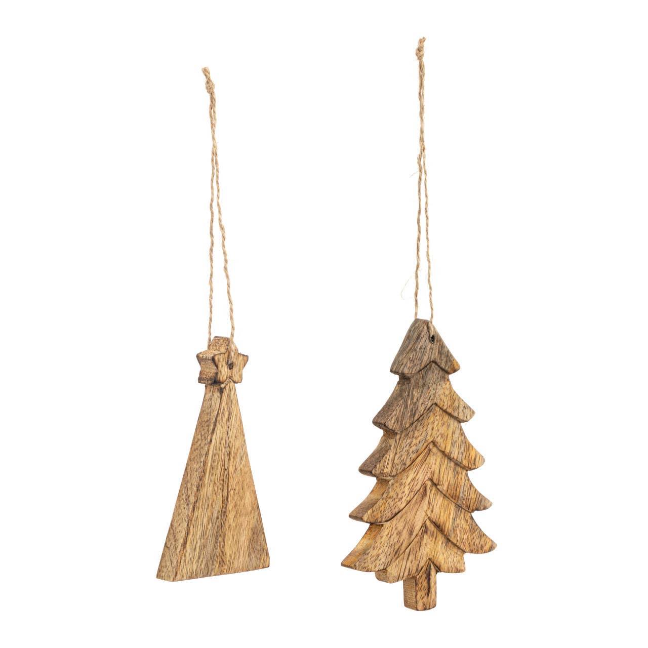 Rustic Wood Tree Ornaments - 2 Assorted