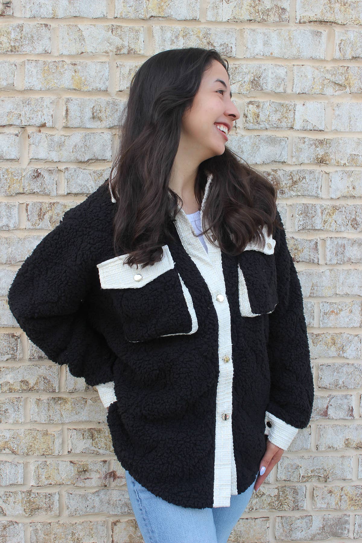 SKT2391 Myrtle Sherpa/Tweed Shacket