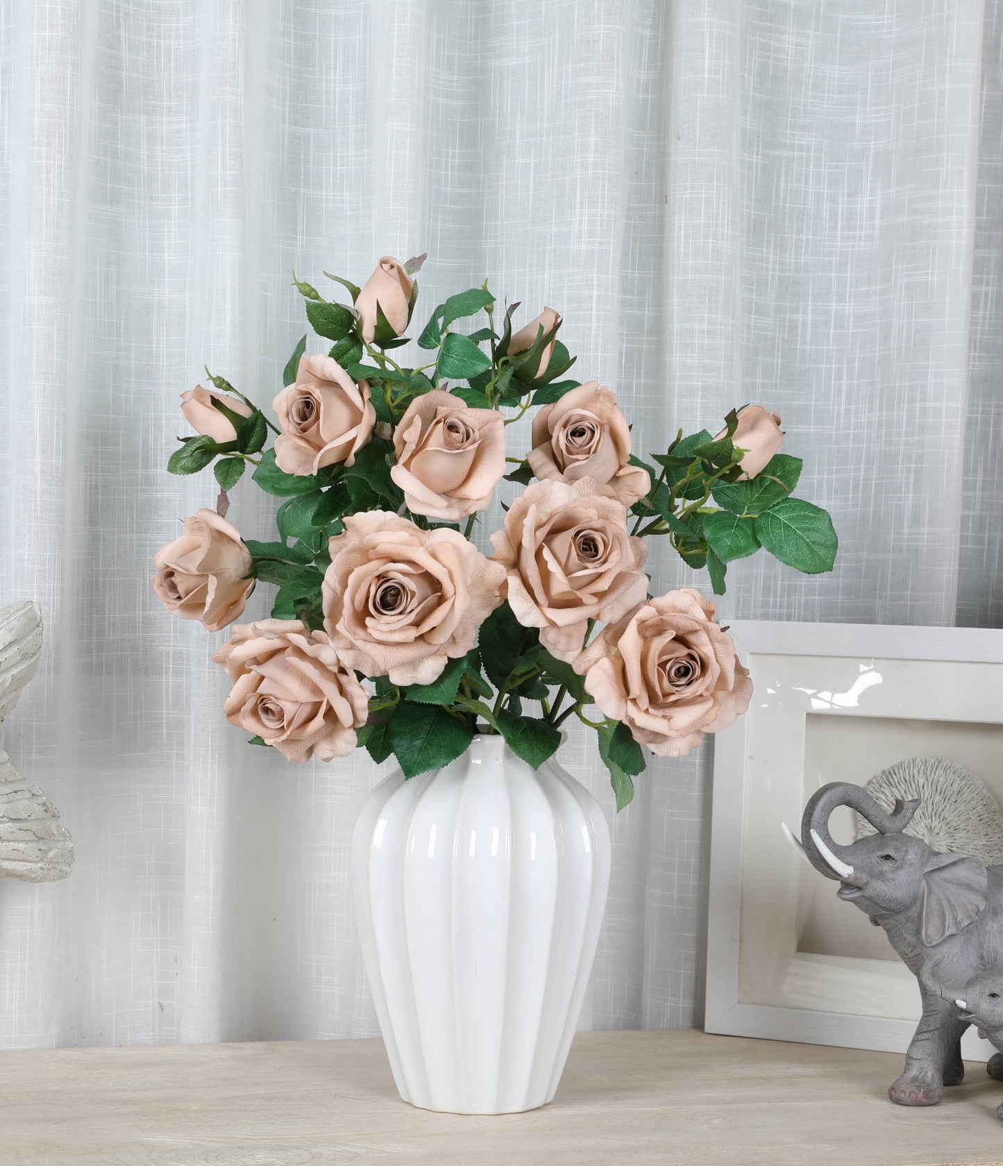 27"-Real Touch moisturized coating rose stem-3 Blooms