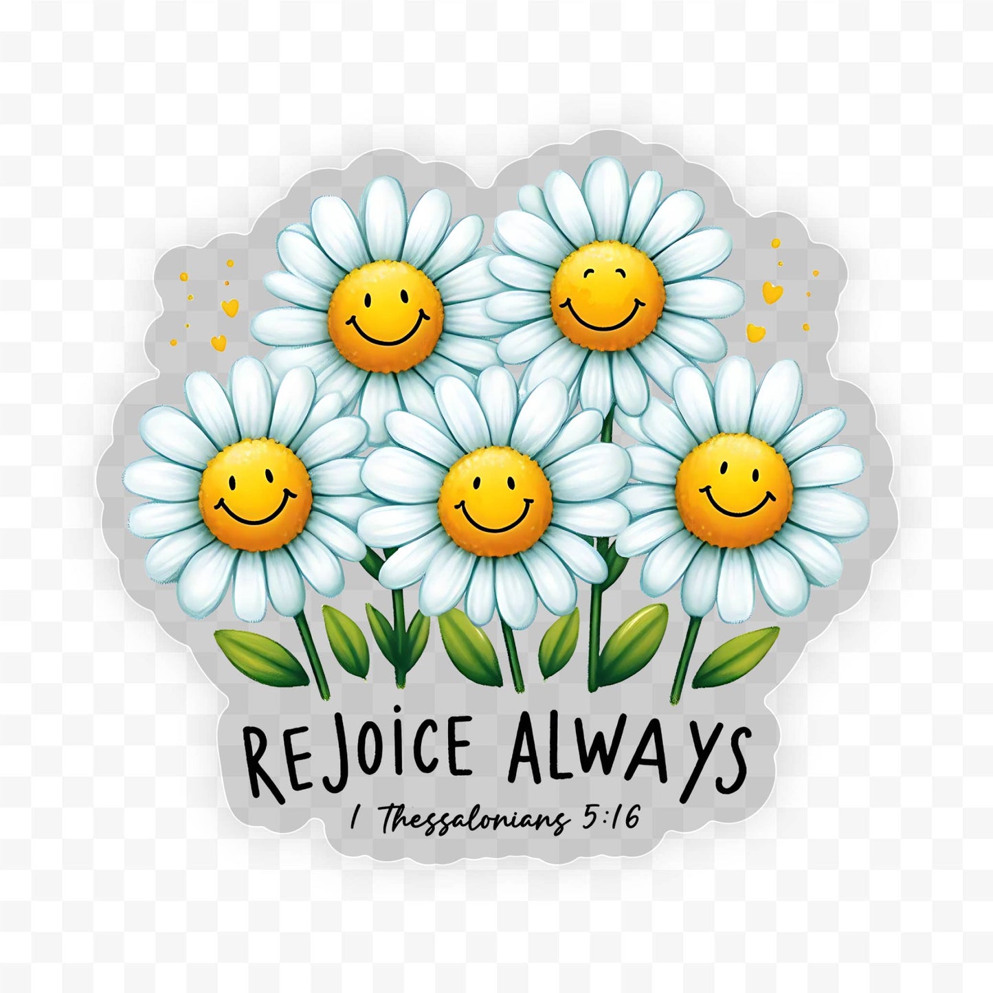 Rejoice Always Floral Clear Vinyl, Sticker, 3x3 in. 