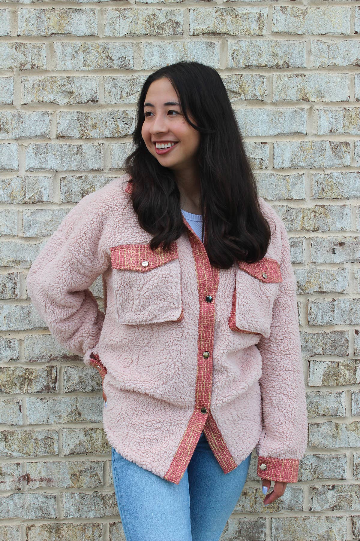 SKT2391 Myrtle Sherpa/Tweed Shacket