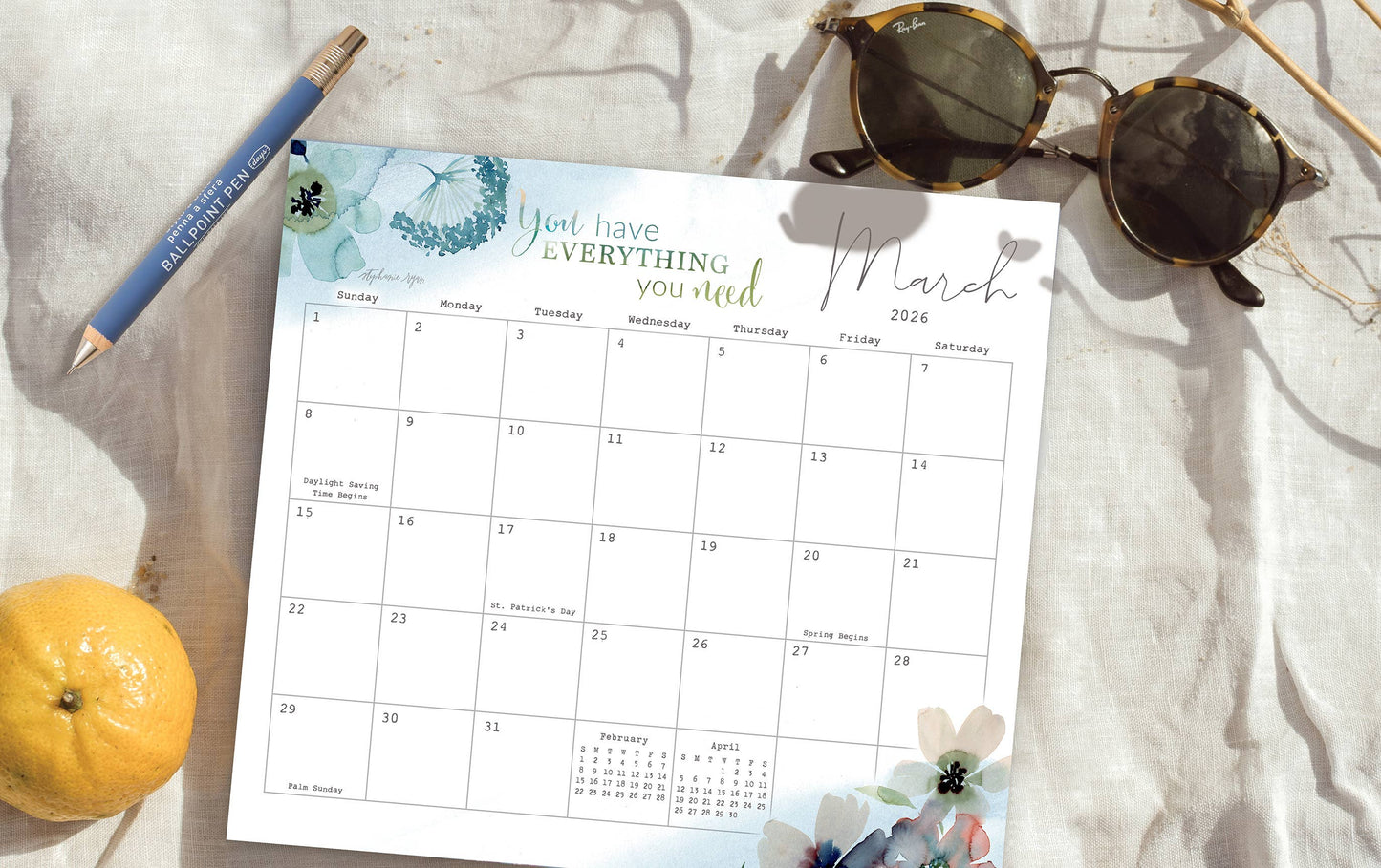 Gratitude 2026 Magnetic Calendar Pad