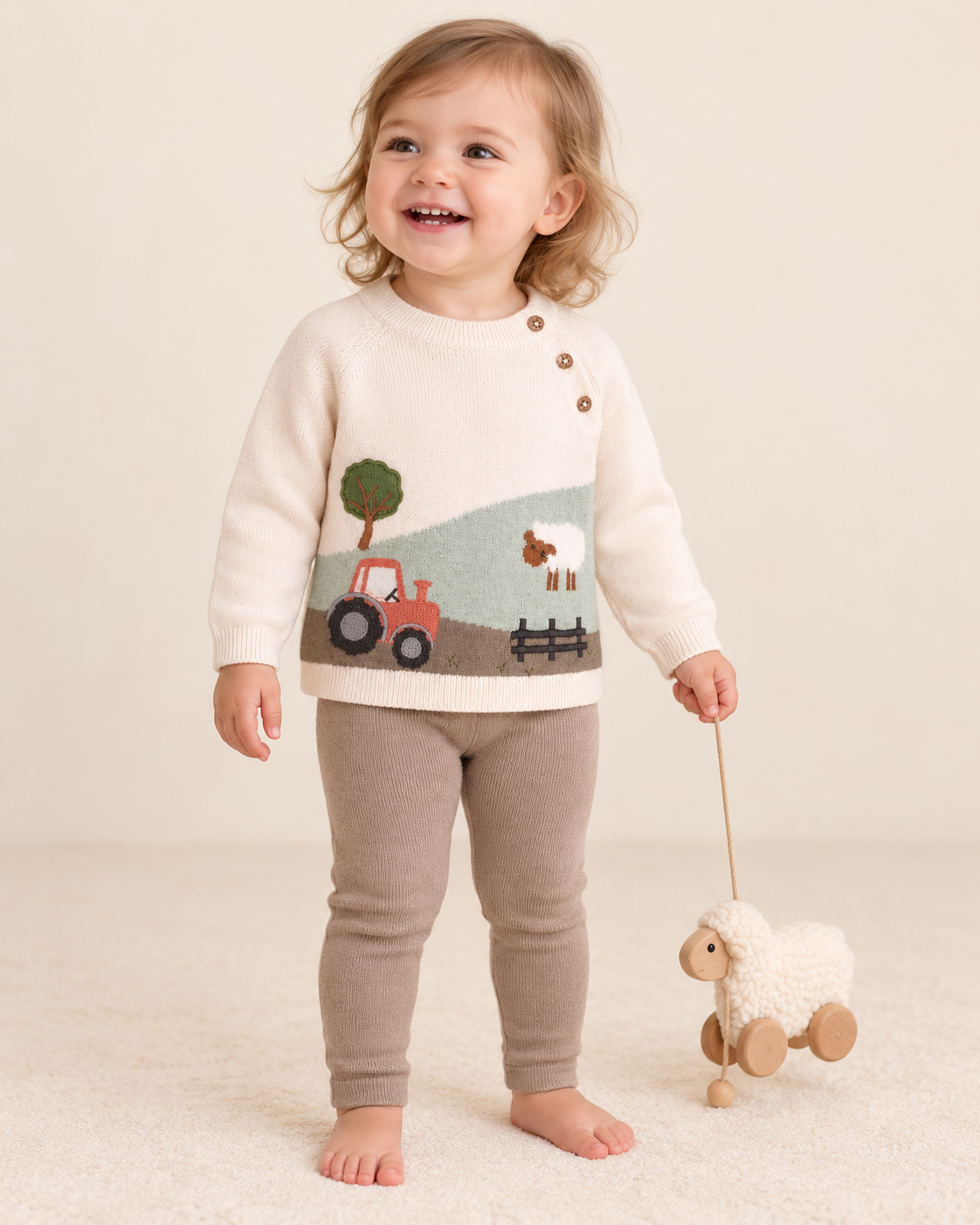 Farm Sheep Jacquard Sweater Knit Baby Pullover