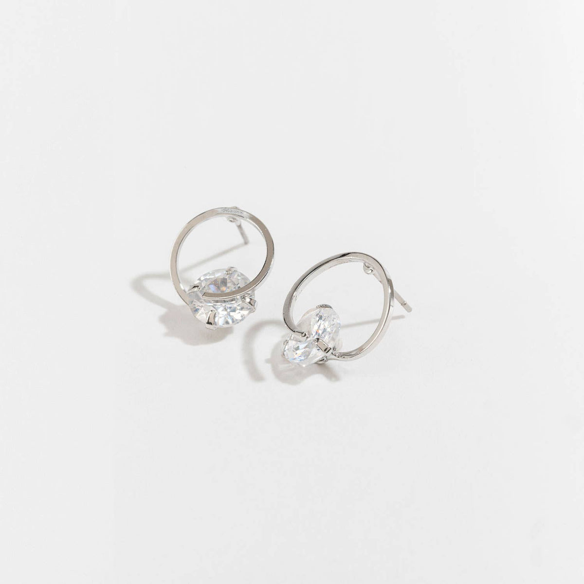 Dazzlers Cubic Zirconia Circle Frame Stud Earrings