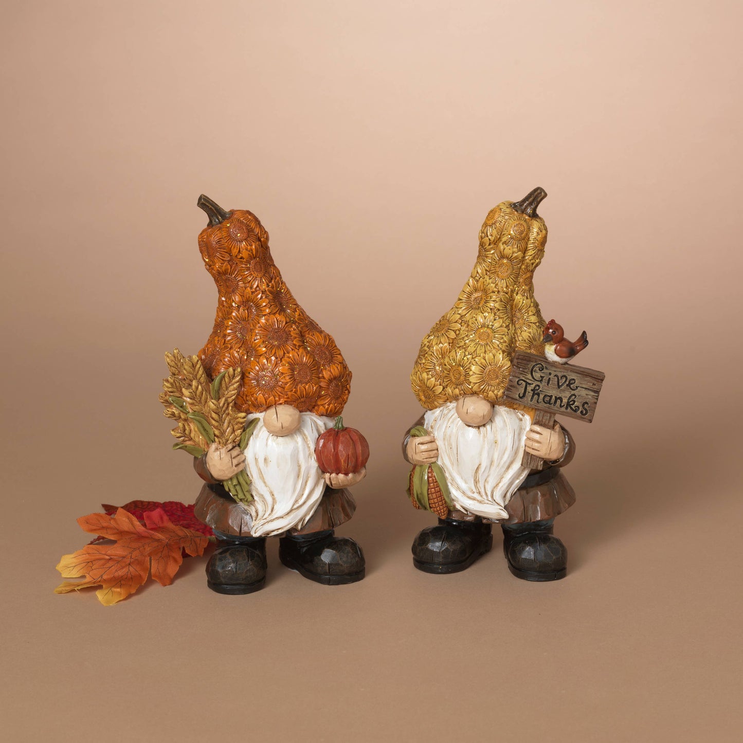 9"H Resin Harvest Gnome w/ Gourd Hat, 2 Asst