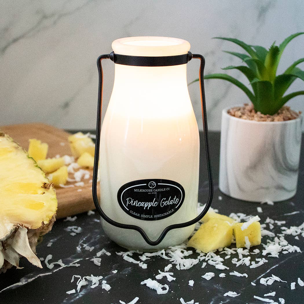 14 oz Milkbottle Candle: Pineapple Gelato