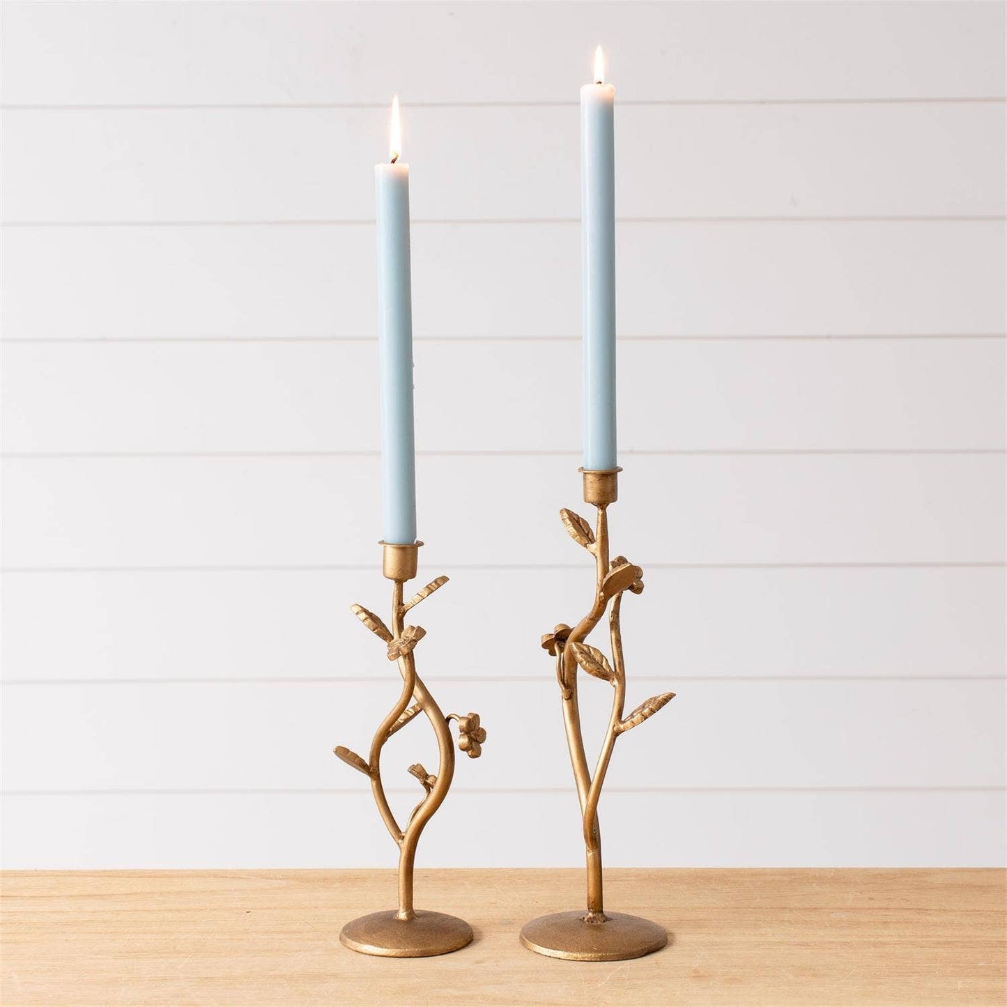 Gold Intertwined Floral Taper Holders (Set Of 2)