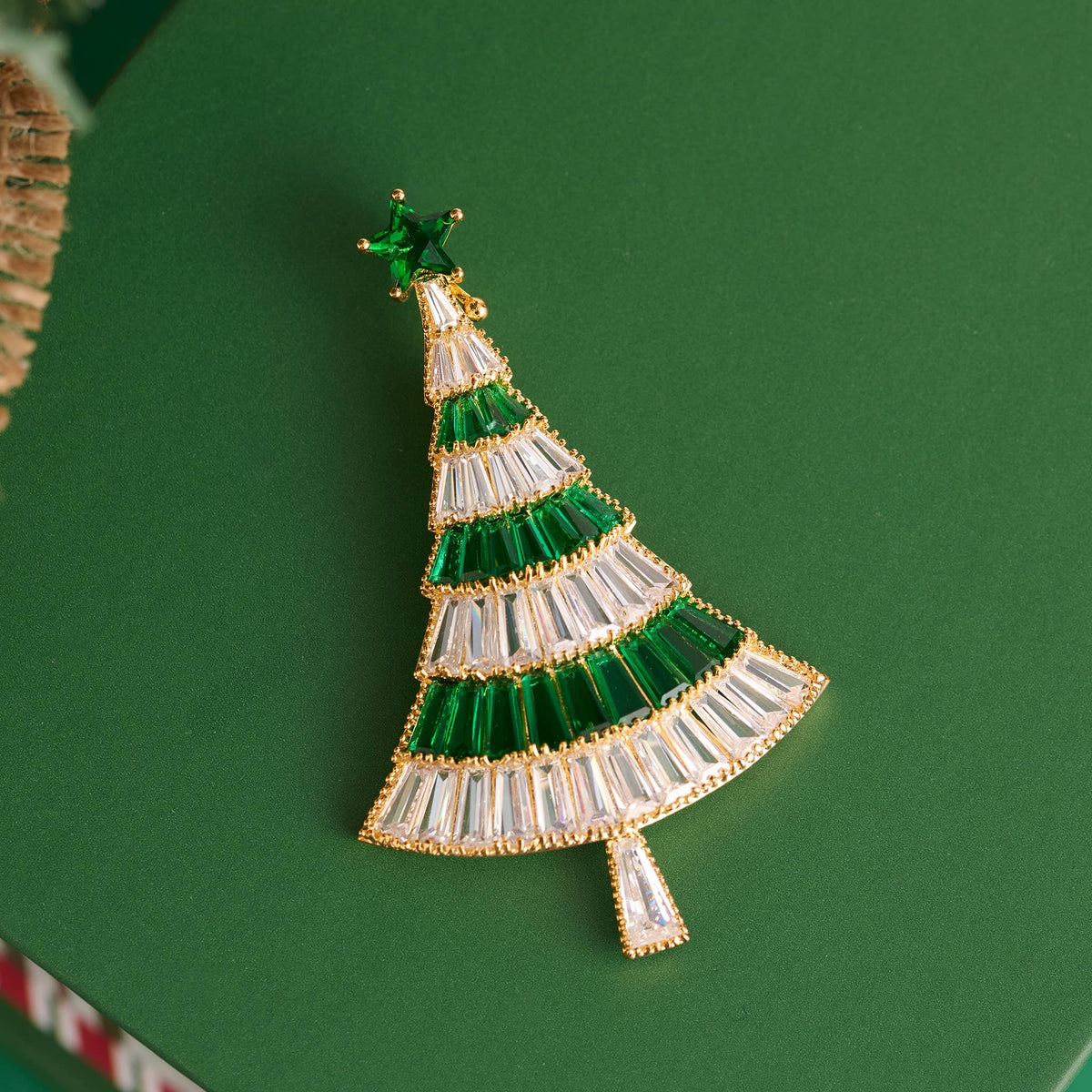 Christmas Tree Brooch Vintage Holiday CZ Convertible Pin