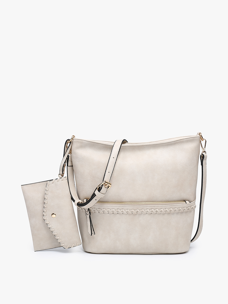 M2442 Cynthia Distressed Whipstitch Hobo w/ Wristlet