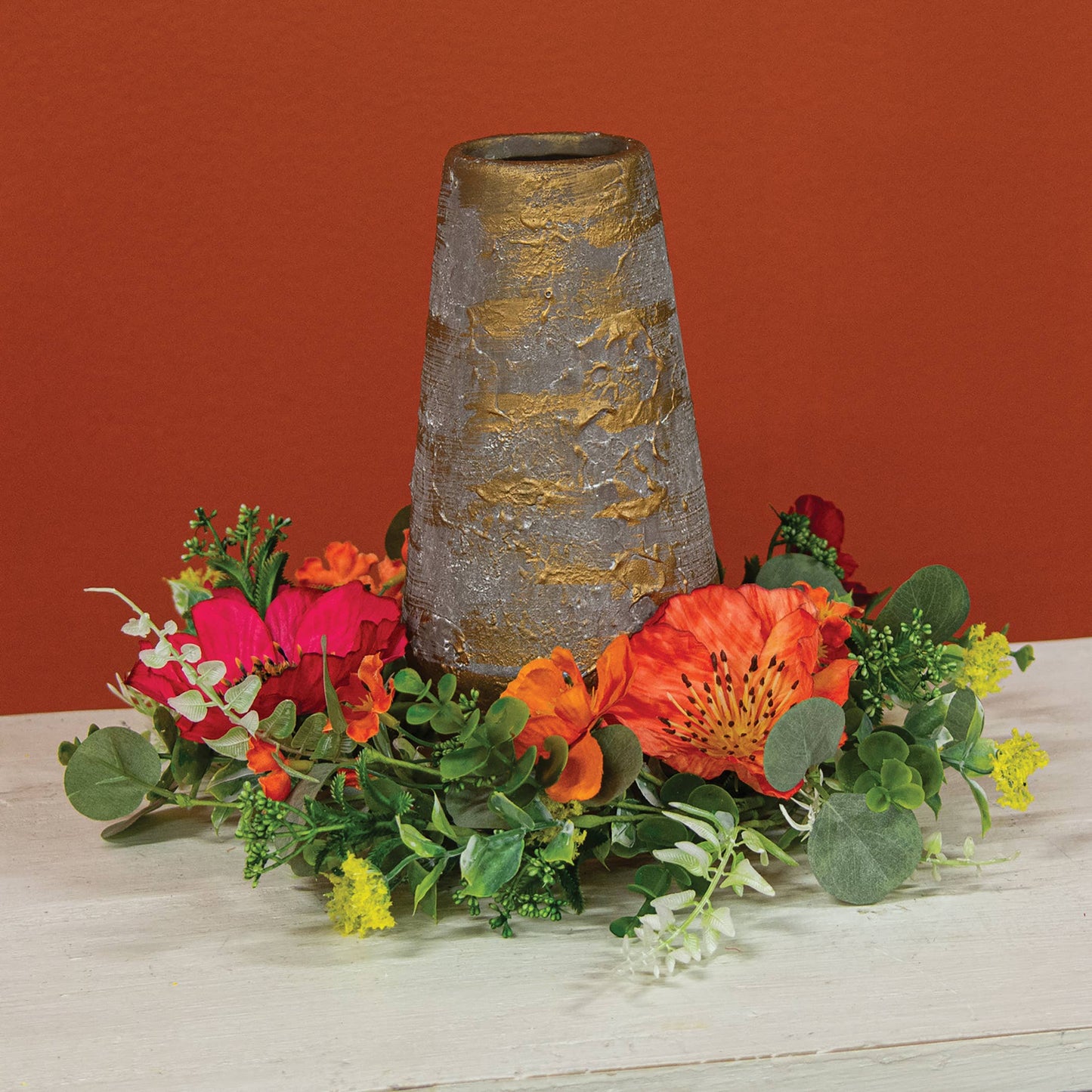 Sunset Poppy & Blooms Candle Ring - 6-1/2 In