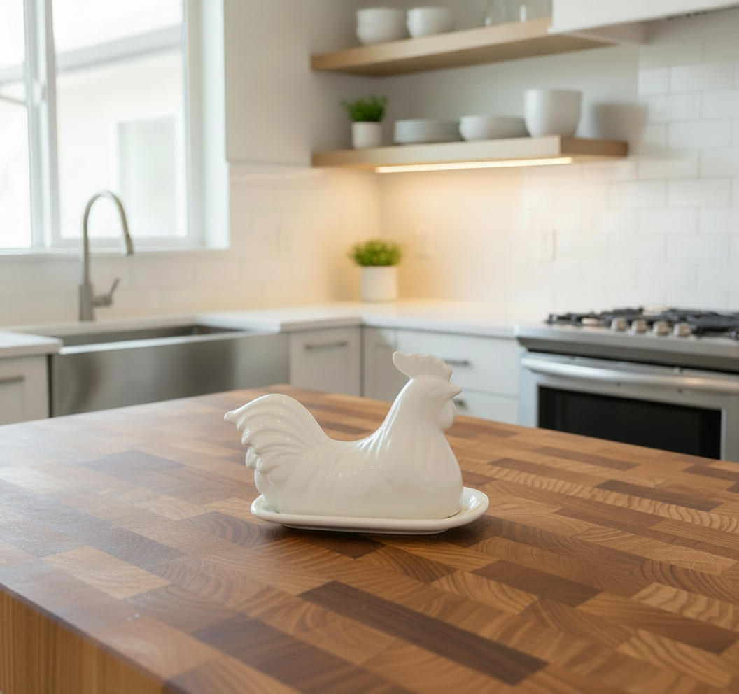 Rooster Butter Dish – Farmhouse Ceramic Kitchen Decor