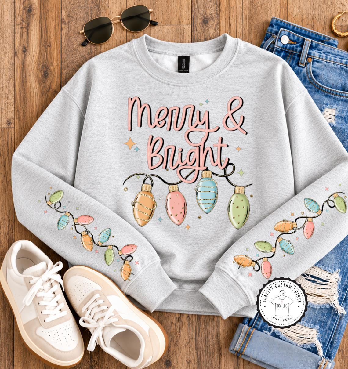 Merry & Bright with sleeves Sweatshirts & T-Shirts