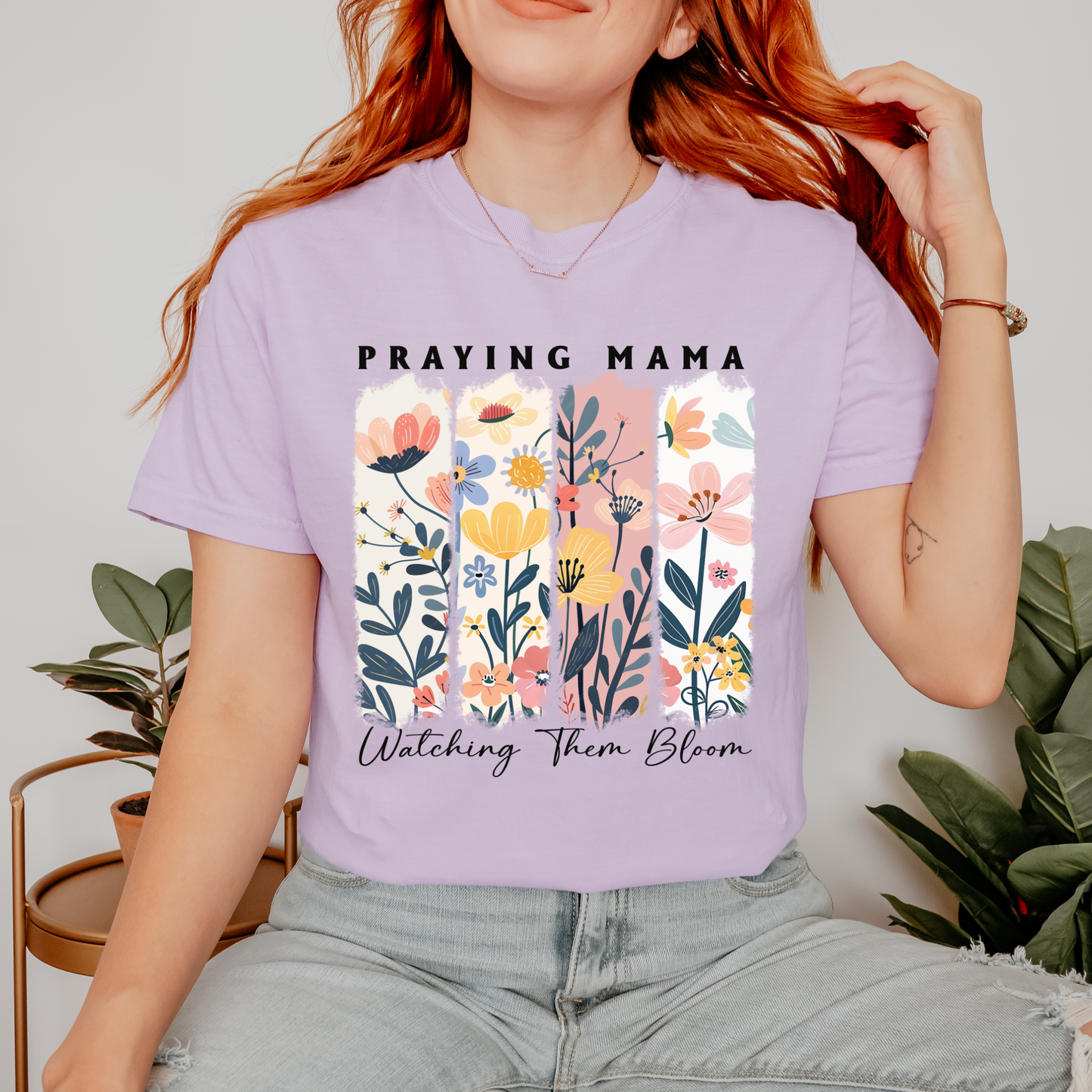 Praying Mama Watching Them Bloom Comfort Colors T Shirt